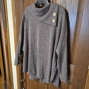 Chris & Carol Cozy Brown Women's Sweater with Button Detail -- Fits Like 2X